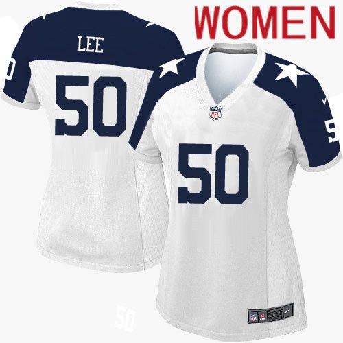 Women Dallas Cowboys 50 Sean Lee Nike White Alternate Throwback Game NFL Jersey